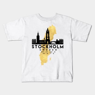 Stockholm Sweden Skyline Map Art Kids T-Shirt